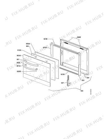 Взрыв-схема плиты (духовки) Electrolux EBKGL5X.3SW - Схема узла Door 003